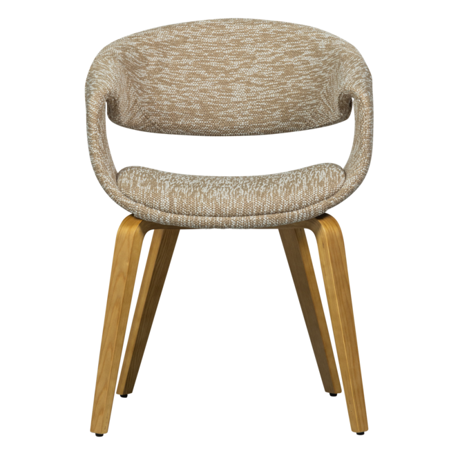 Woood Yossi eetkamerstoel zand met houten poot naturel