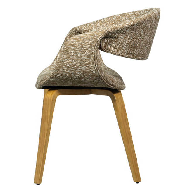 Woood Yossi eetkamerstoel zand met houten poot naturel