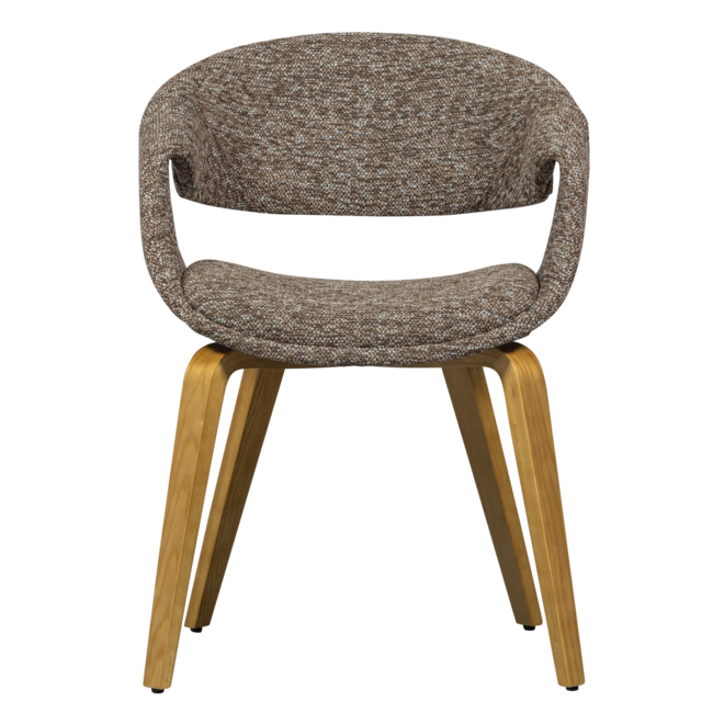 Woood Yossi eetkamerstoel bruin met houten poot naturel