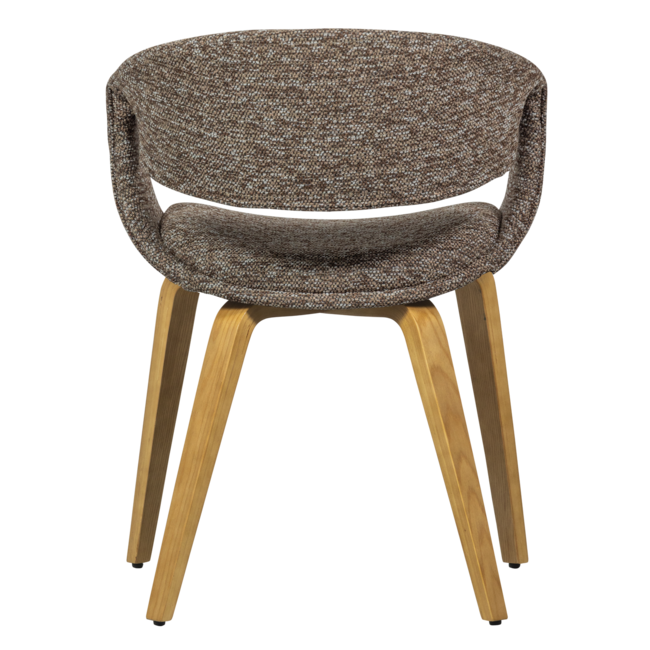Woood Yossi eetkamerstoel bruin met houten poot naturel