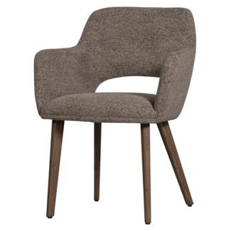 Woood Murat eetkamerstoel taupe met houten poot mystic brown