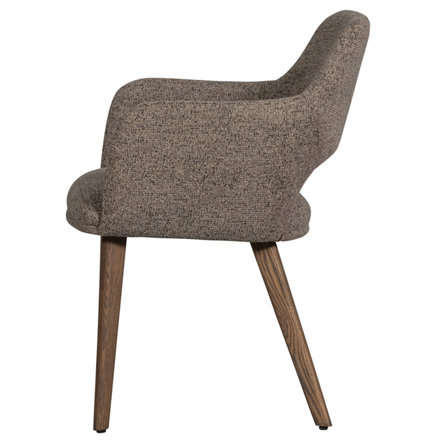 Woood Murat eetkamerstoel taupe met houten poot mystic brown