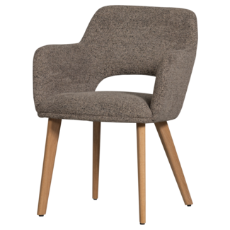 Woood Murat eetkamerstoel taupe met houten poot naturel