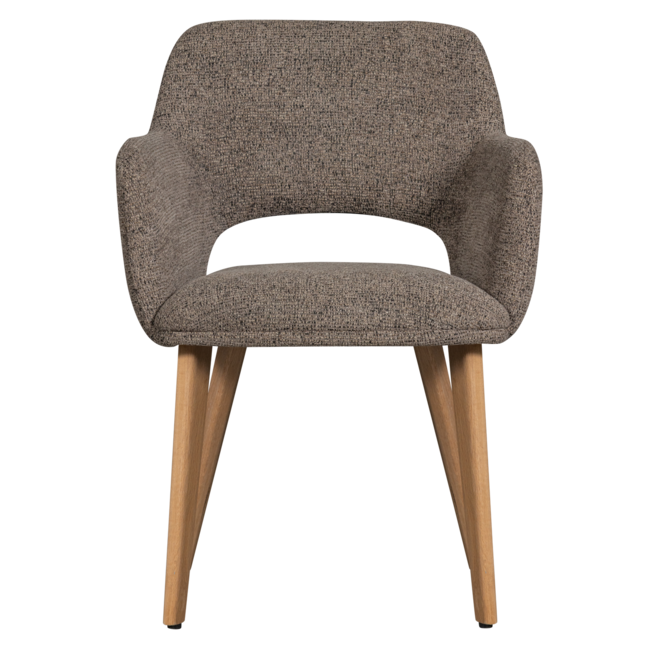Woood Murat eetkamerstoel taupe met houten poot naturel