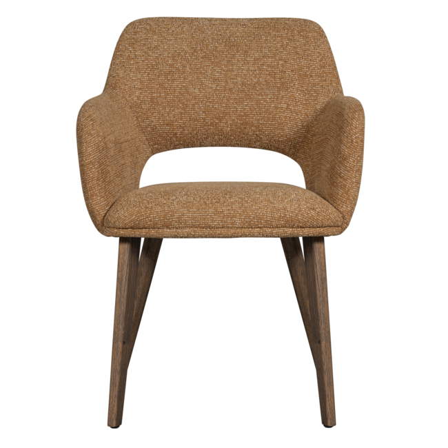 Woood Murat eetkamerstoel geel met houten poot mystic brown