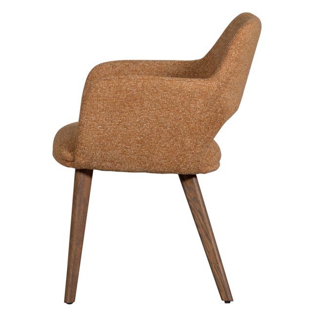 Woood Murat eetkamerstoel geel met houten poot mystic brown