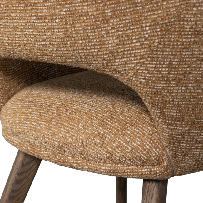 Woood Murat eetkamerstoel geel met houten poot mystic brown