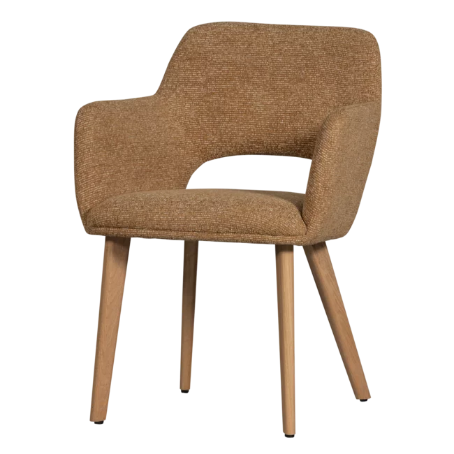 Woood Murat eetkamerstoel geel met houten poot naturel