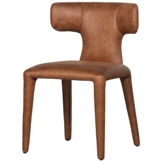 Woood Permit eetkamerstoel leerlook cognac