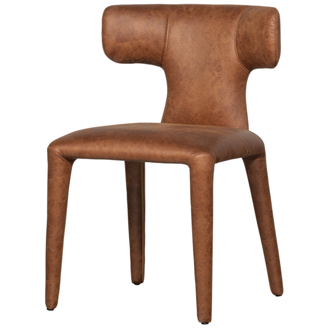 Woood Permit eetkamerstoel leerlook cognac