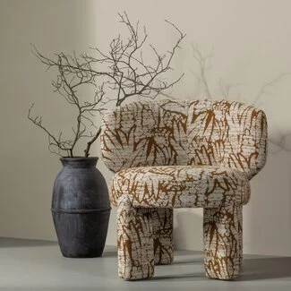 Woood Upke fauteuil met dessin naturel/bruin