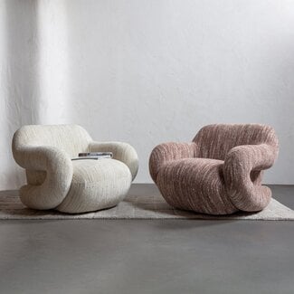 Woood Folke fauteuil chenille oudroze melange