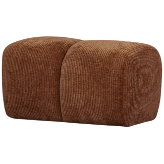 Woood Mojo poef 45x84x64cm geweven ribstof roestbruin