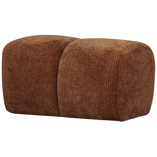 Woood Mojo poef 45x84x64cm geweven ribstof roestbruin