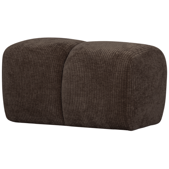 Woood Mojo poef 45x84x64cm geweven ribstof bruin