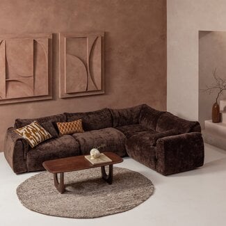 Woood Baggy hoekbank rechts 3d chenille donkerbruin