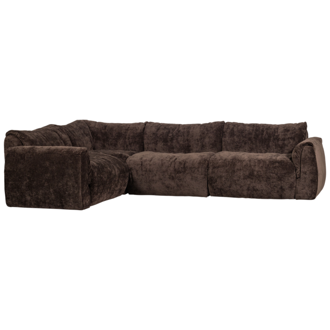 Woood Baggy hoekbank links 3d chenille donkerbruin