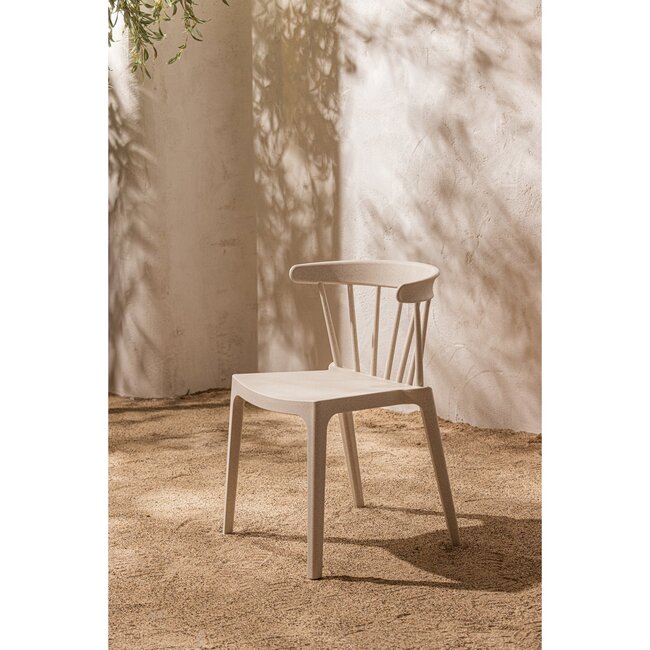 Woood Bliss tuinstoel met spijlen wheat fiber off white melange