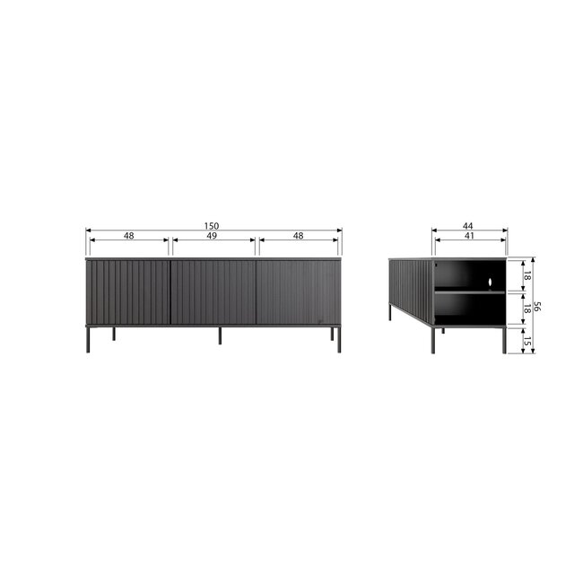 Woood New gravure tv meubel 150 cm grenen dust [fsc]