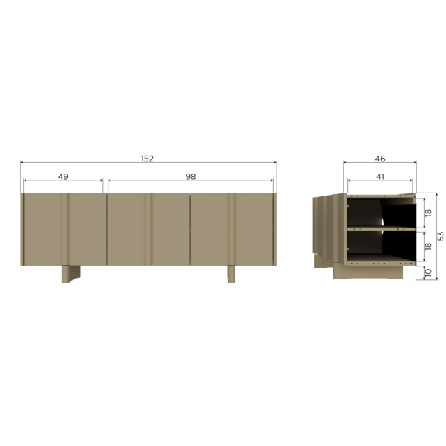Woood Basu tv meubel 152cm grenen moss [fsc]
