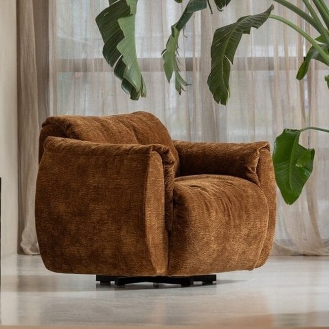 Woood Baggy draaifauteuil 3d chenille middenbruin