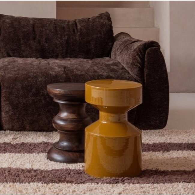 Woood Jonah bijzettafel hout donkerbruin 42xo30cm