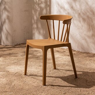 Woood Bliss tuinstoel met spijlen wood fiber caramel melange