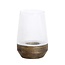 Light en Living Windlicht Ø18X26 Cm MINAS glas Rib helder+hout donkerbruin