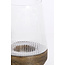 Light en Living Windlicht Ø18X26 Cm MINAS glas Rib helder+hout donkerbruin