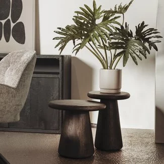 Tower Living Asti Bijzettafel rond olijfbruin 40 cm