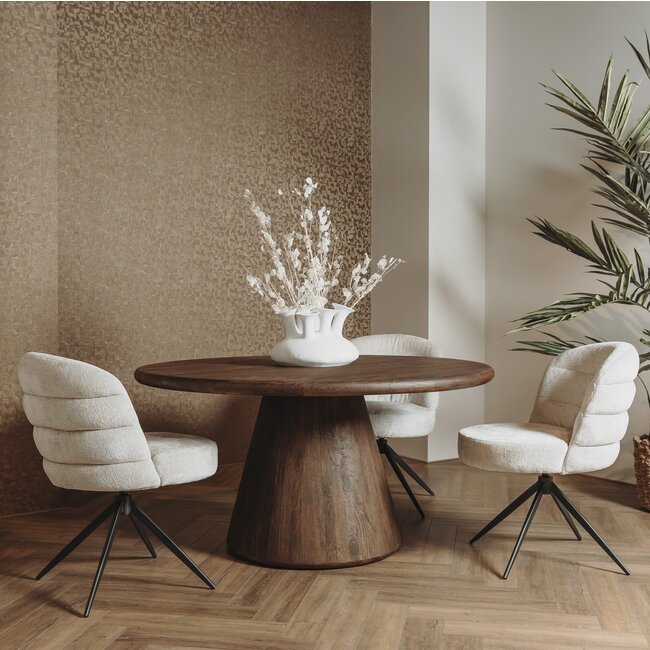 Tower Living Asti Eetkamertafel rond bruin 130 cm