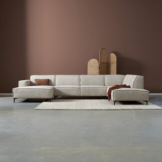 Pepp Interiors Bank River U opstelling met chaise longue links in Majestic 603