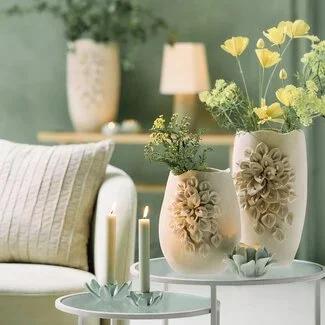 Light en Living Vaas deco 23X20,5X26 cm AMIATA keramiek mat crème