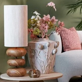 Light en Living Tafellamp Ø22x67,5 cm DANIALO hout print naturel+touw crème