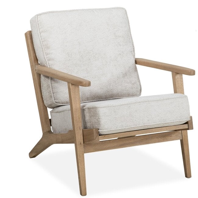 WoonMax Fauteuil Osaka met houten armleuning - naturel