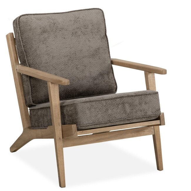 WoonMax Fauteuil Osaka met houten armleuning - Taupe