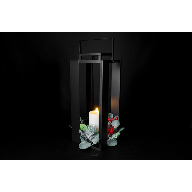 Countryfield Lantaarn met kaars LED Arles L zwart-L18,5B18,5H45CM