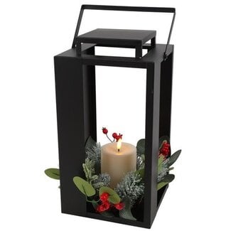 Countryfield Lantaarn met kaars LED Arles L zwart-L18,5B18,5H45CM