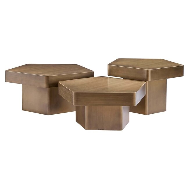 Richmond Interiors  Salontafel Hexa set van 3 geborsteld Goud