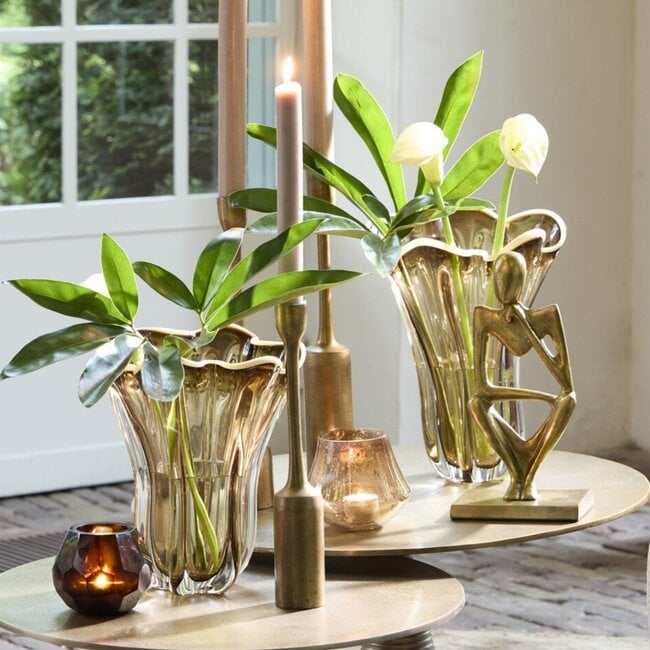 Light en Living Vaas Ø22X27 cm KAZUNO Glas helder bruin+grijs+creme
