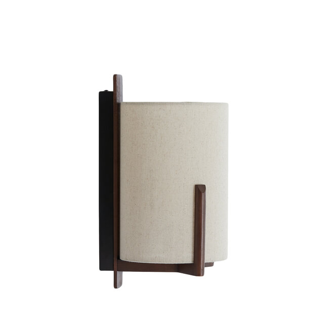 Light en Living Wandlamp  22X18X36 cm Litto donkerbruin+Linnen naturel
