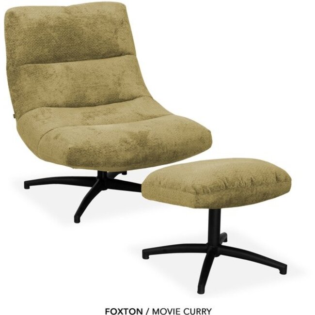 WoonMax Fauteuil + Hocker Foxton - Comfortabele Draaifauteuil in Movie Stof