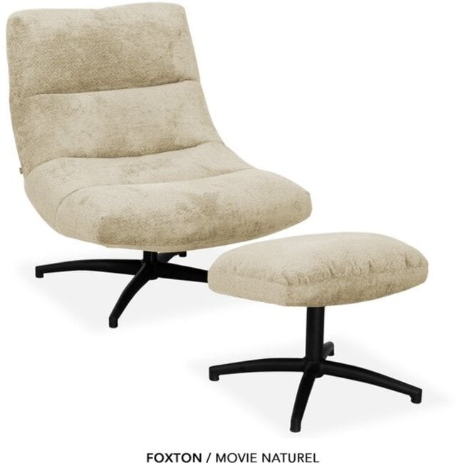 WoonMax Fauteuil + Hocker Foxton - Comfortabele Draaifauteuil in Movie Stof