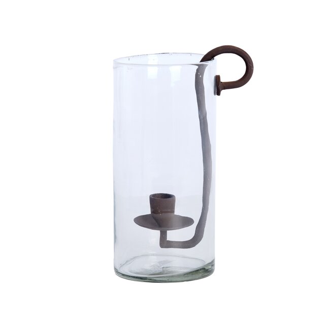 Light en Living Windlicht 17X13X28,5 cm DOLEGA glas helder+donkerbruin