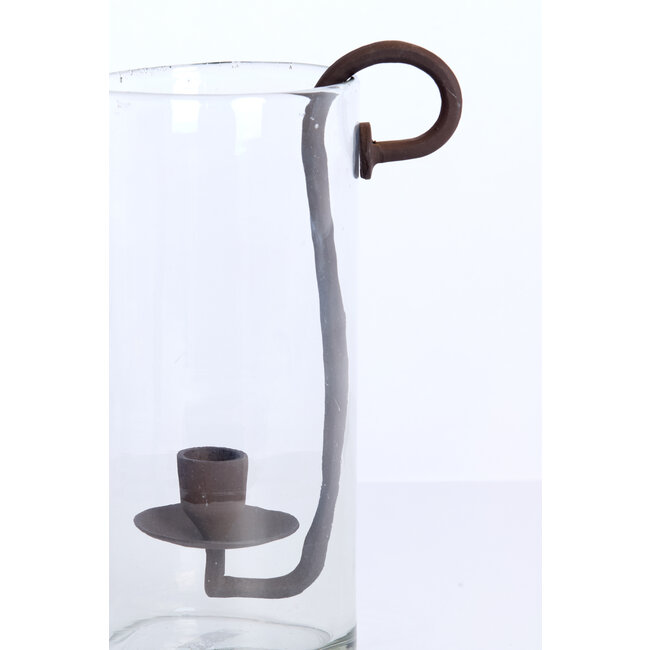 Light en Living Windlicht 17X13X28,5 cm DOLEGA glas helder+donkerbruin
