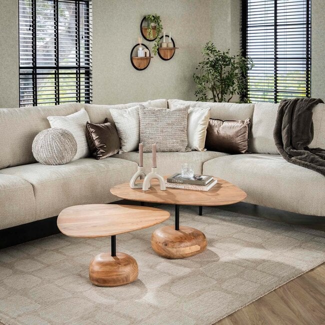 WoonStijl Salontafel set van 2 driehoekig blad