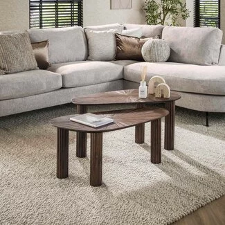 WoonStijl Salontafel set van 2 organic Maya teak