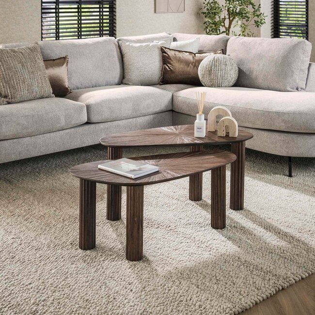 WoonStijl Salontafel set van 2 organic Maya teak