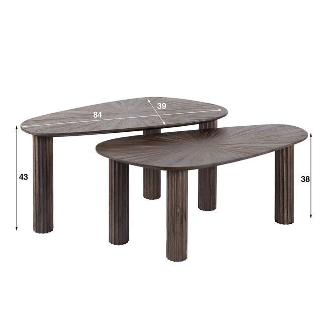 WoonStijl Salontafel set van 2 organic Maya teak