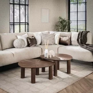 WoonStijl Salontafel set van 2 driehoekig Maya teak